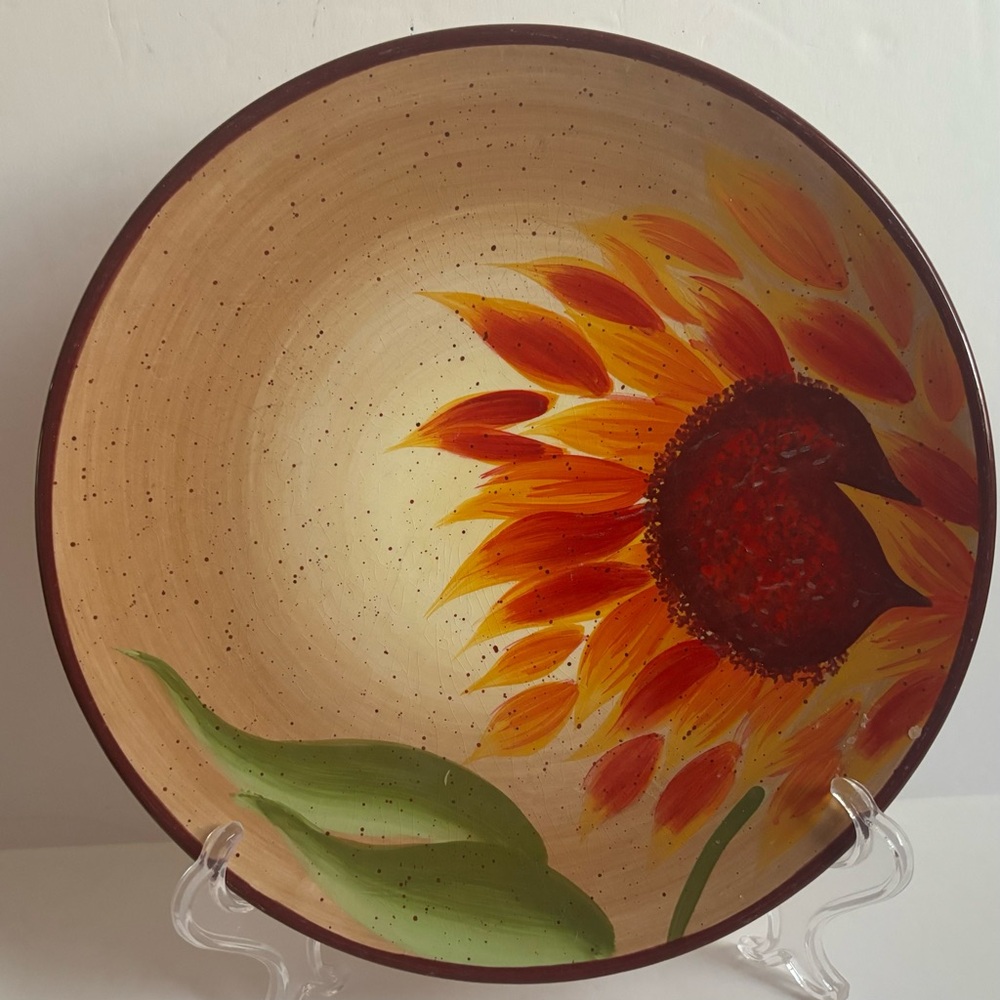Pfaltzgraff Evening Sun 9” Salad Plate Red Orange Sunflower Replacement Retired